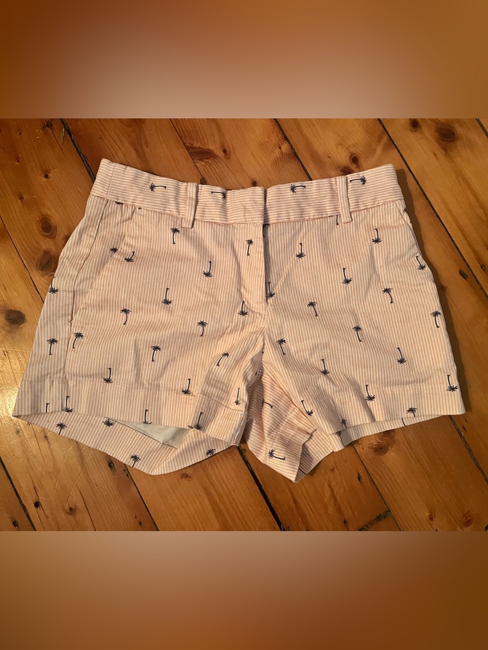 Nautica Pink & White Striped Palm-Print Shorts